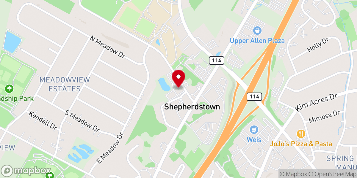 Map showing location of Shepherdstown United Methodist Church