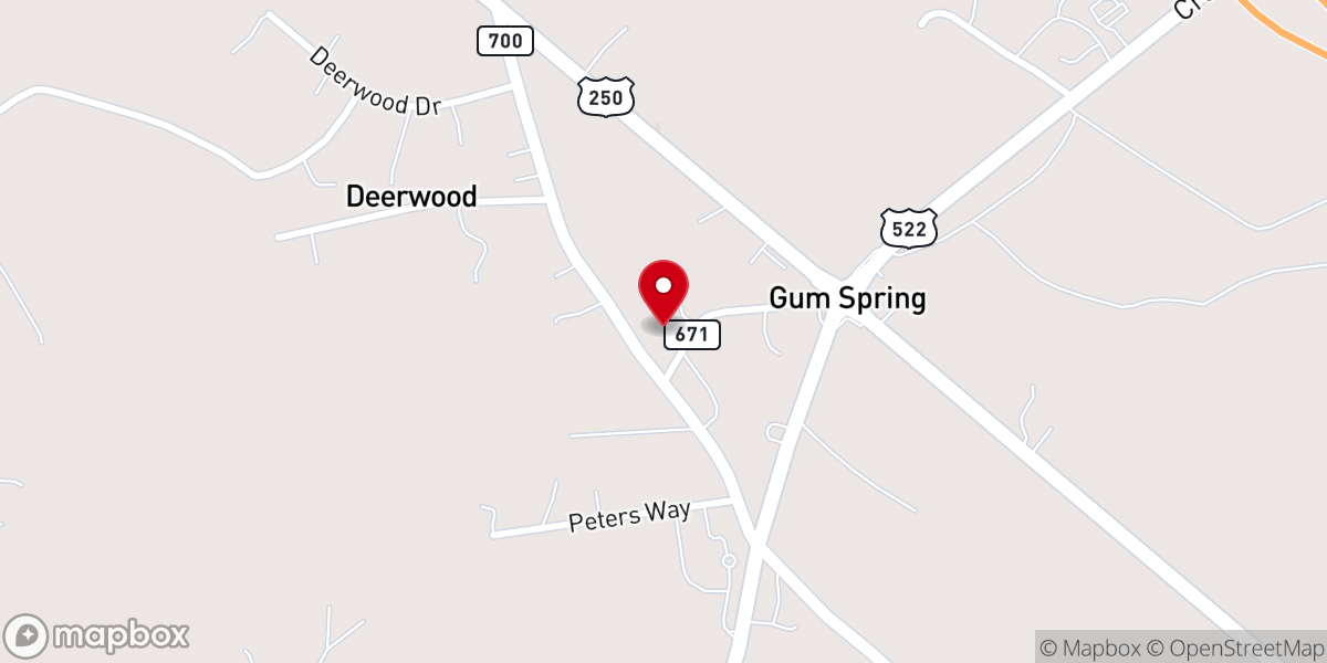 Map showing location of Goochland Christian Fellowship