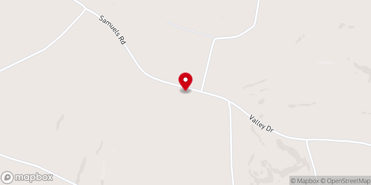 Map showing location of Samuels Lutheran Church