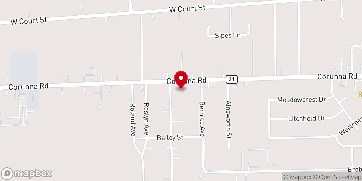 Map showing location of Corunna Road Baptist Church