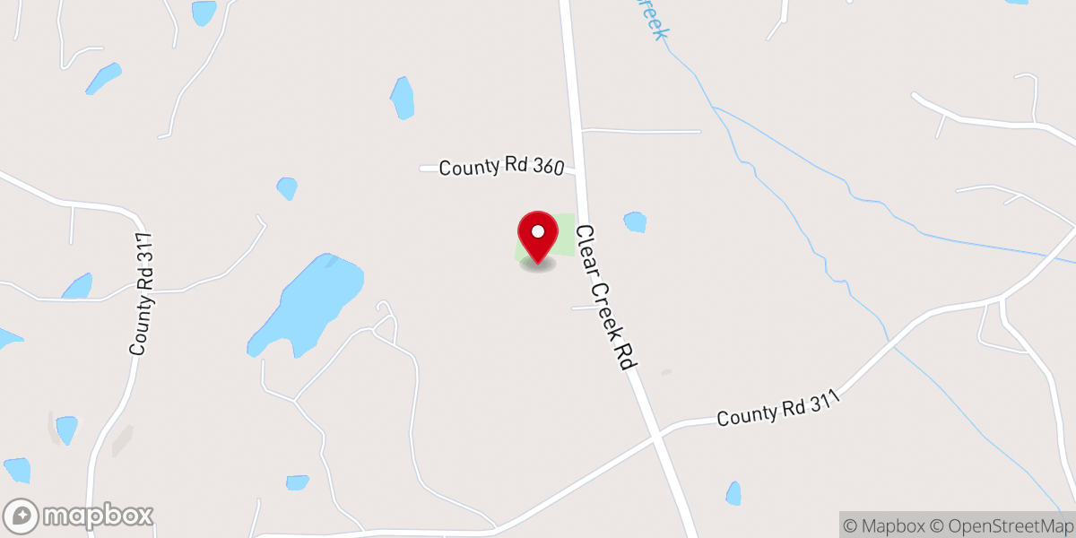Map showing location of Clear Creek Baptist Church