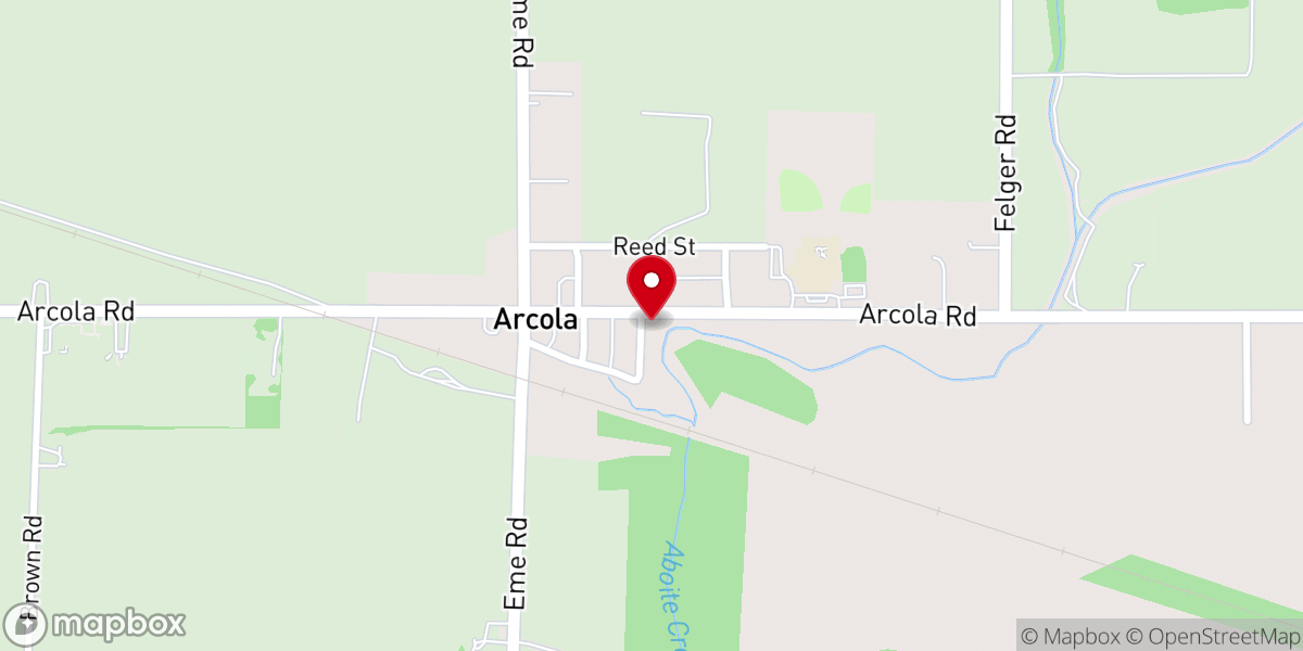 Map showing location of Arcola United Methodist Church
