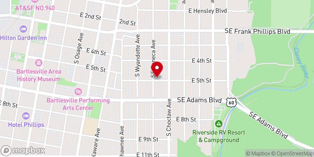 Map showing location of Unitarian Universalist Church of Bartlesville