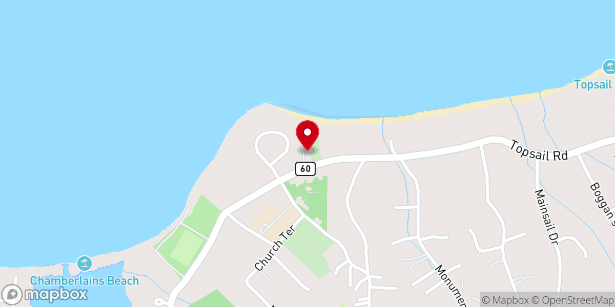 Map showing location of Topsail United Church