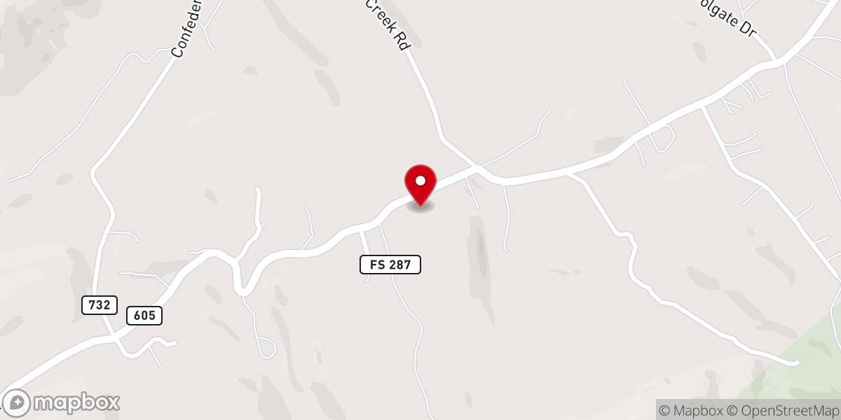 Map showing location of Rush Creek Church