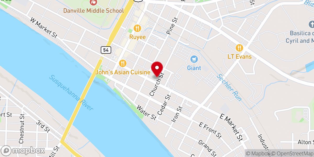 Map showing location of Trinity Lutheran Church