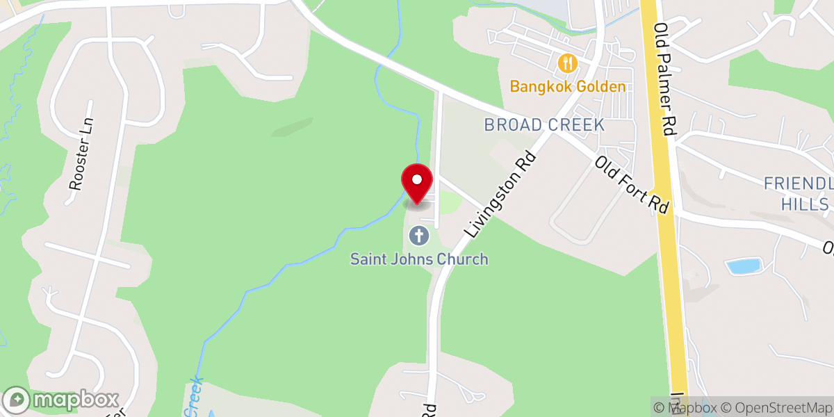 Map showing location of St. John's Episcopal Church