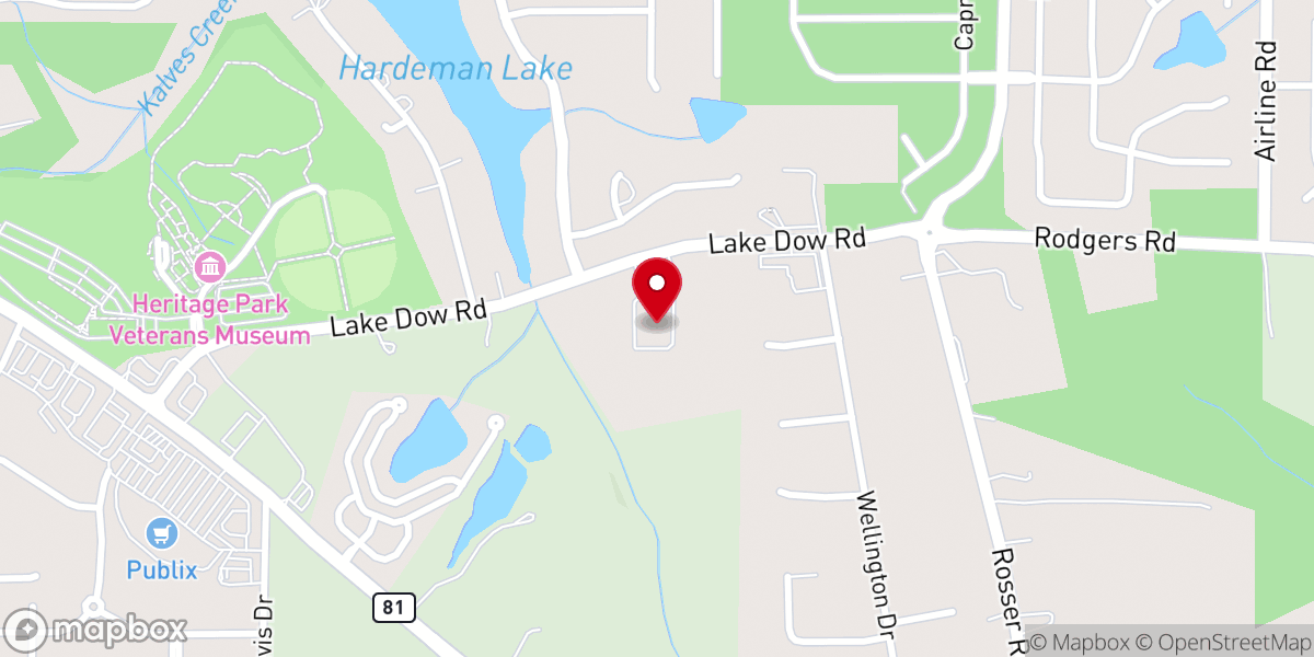 Map showing location of Southern Crescent Baptist Church
