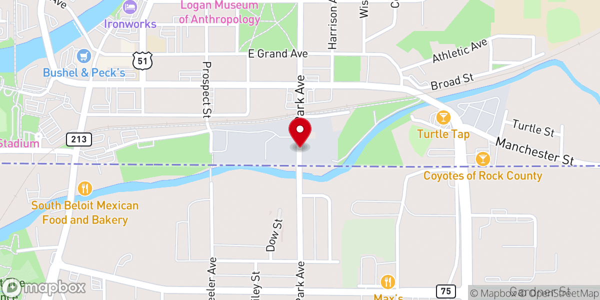 Map showing location of Higher Ground Christian Center