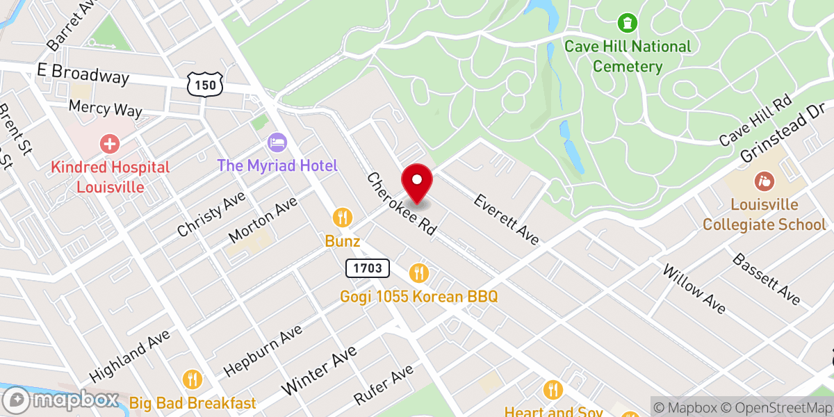 Map showing location of Highland Presbyterian Church