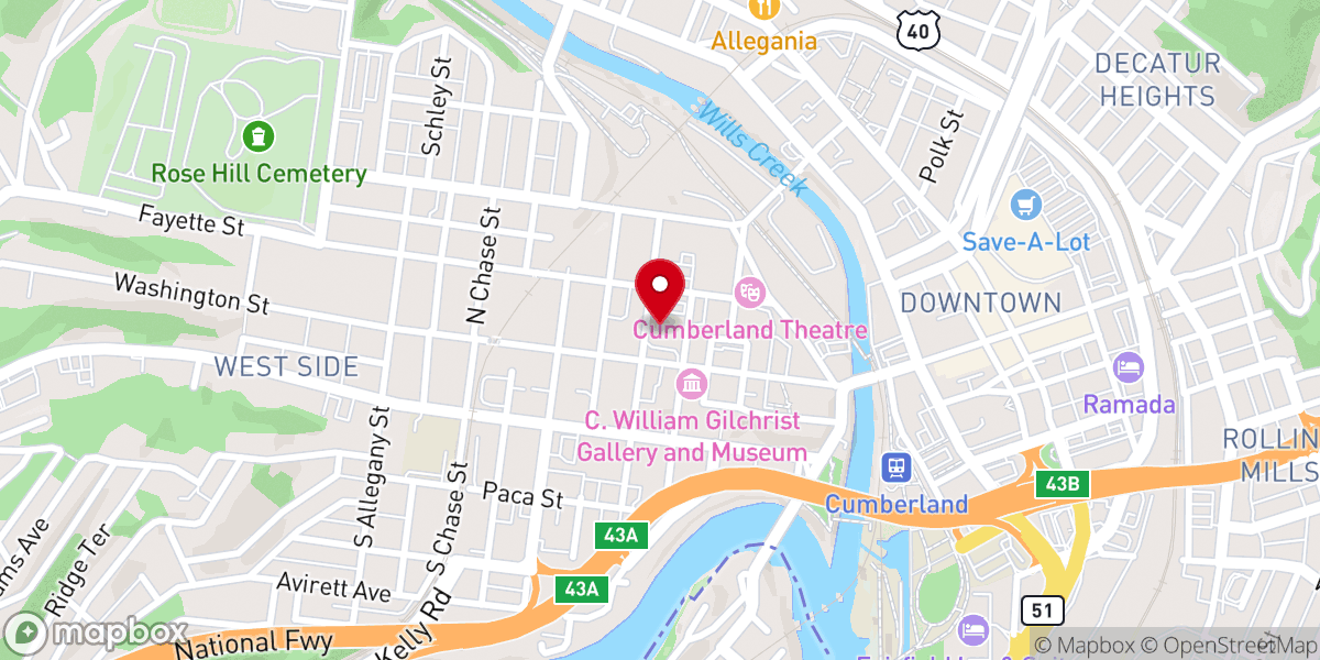 Map showing location of Saint Paul's Lutheran Church