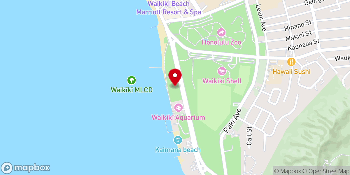 Map showing location of Waikiki Beach Gathering - Church on da Beach