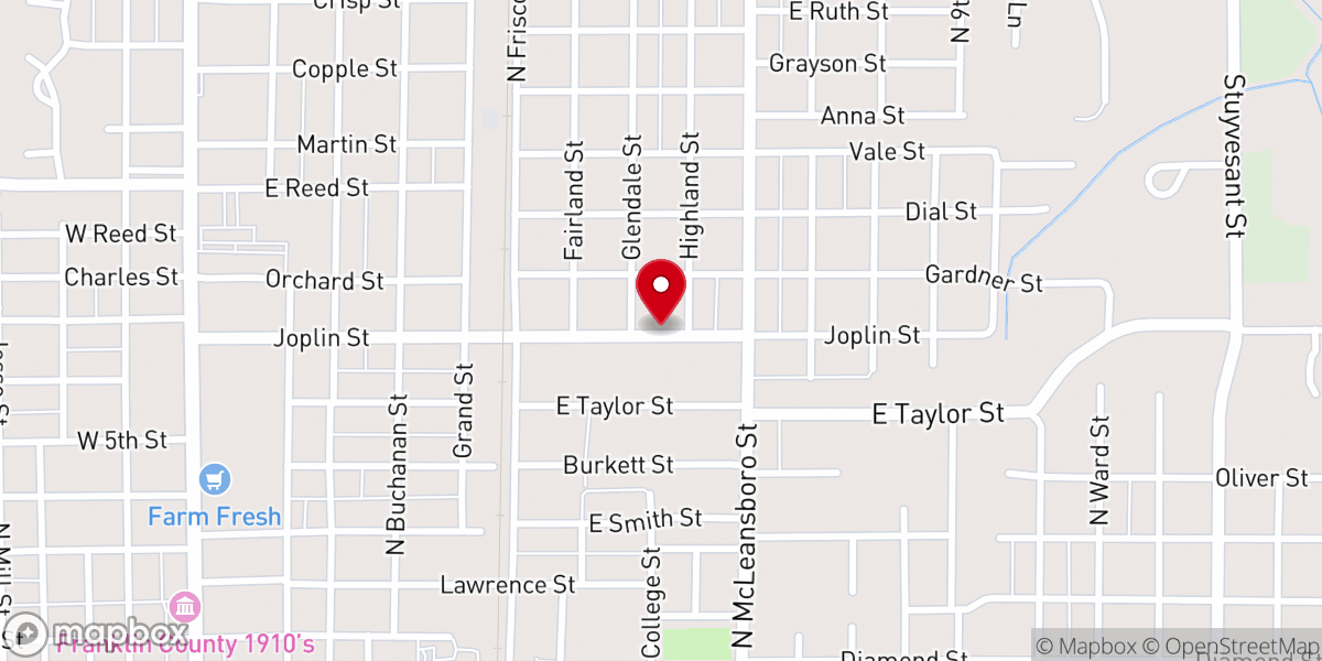 Map showing location of North Benton Missionary Baptist Church