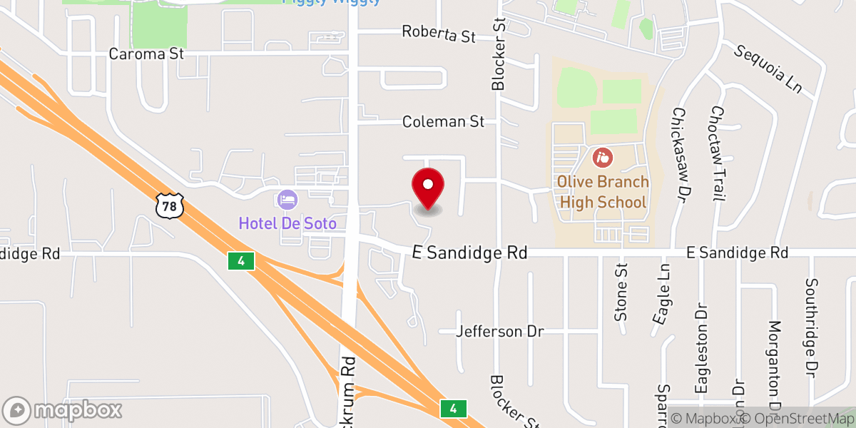 Map showing location of Olive Branch Church of Christ