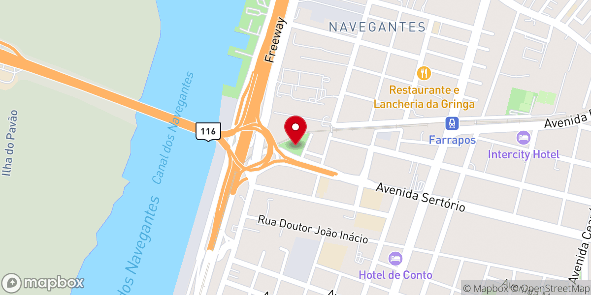 Map showing location of Igreja dos Navegantes