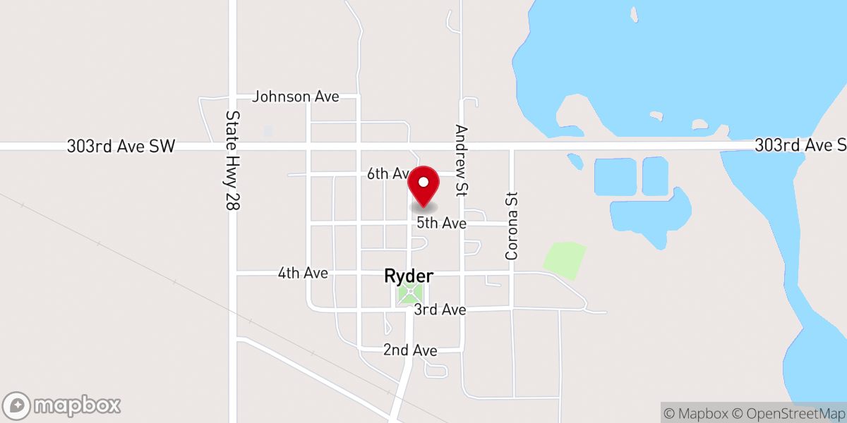 Map showing location of Prairie Rose Lutheran Parish