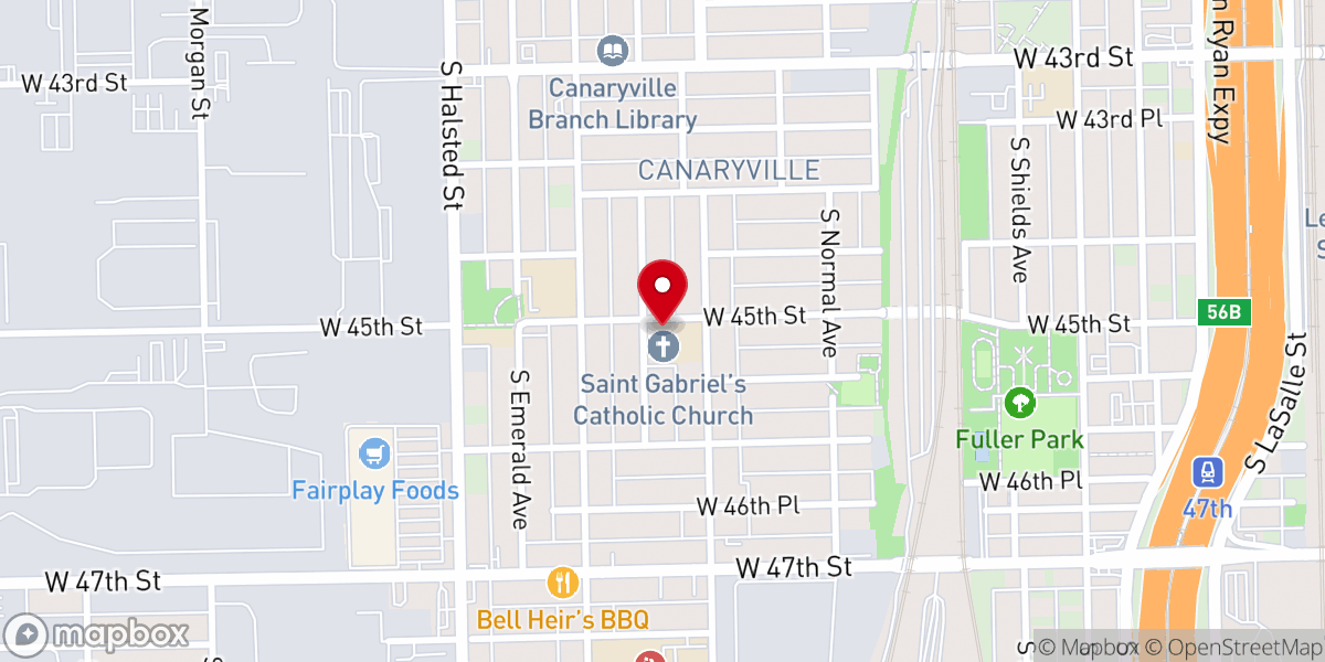 Map showing location of Saint Gabriel's Catholic Church