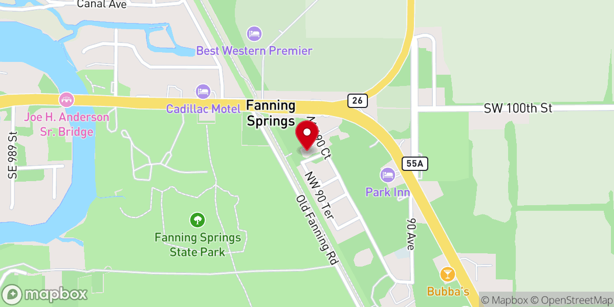 Map showing location of Fanning Springs Community Church