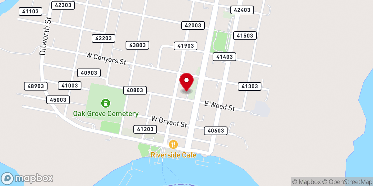 Map showing location of First Baptist Church St Marys
