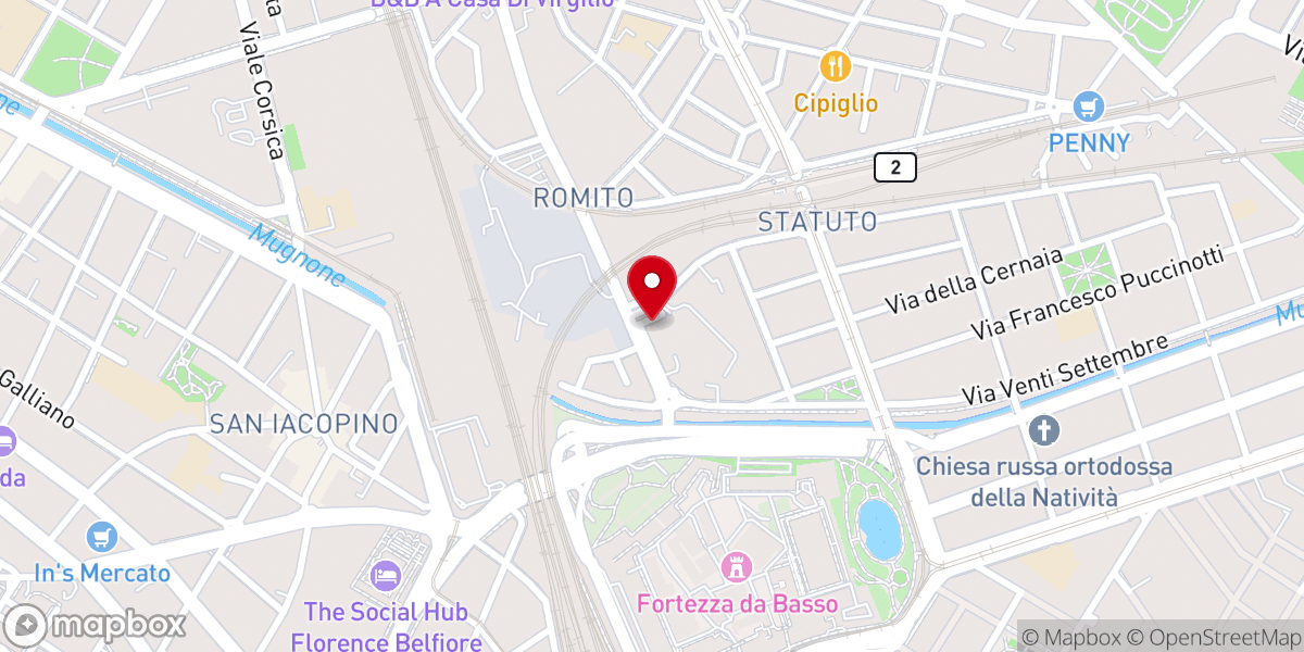 Map showing location of Chiesa Cattolica Parrocchiale del Sacro Cuore al Romito