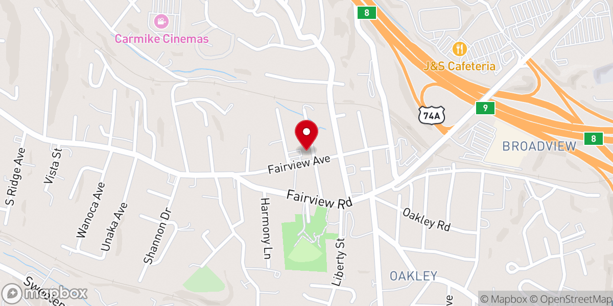 Map showing location of Oakley Baptist Church