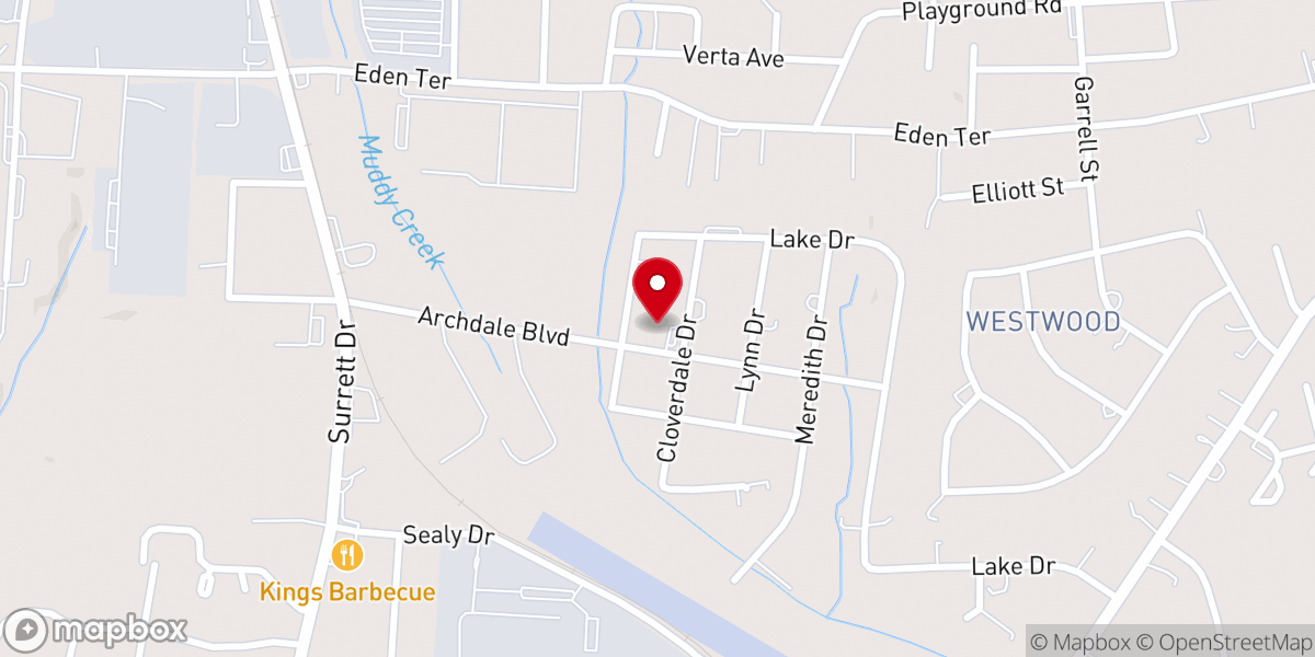 Map showing location of Hope Chapel Baptist Church