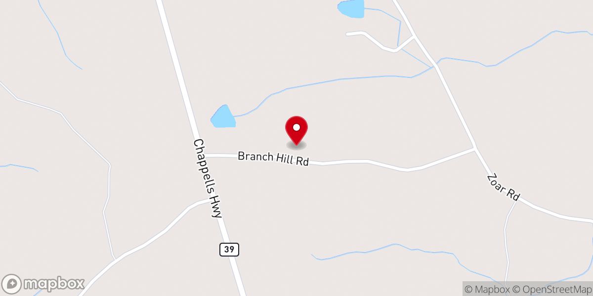 Map showing location of Branch Hill Church