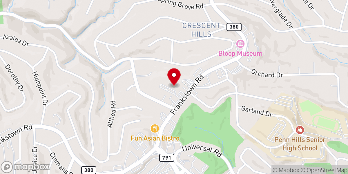 Map showing location of Greater Pittsburgh Church of Christ