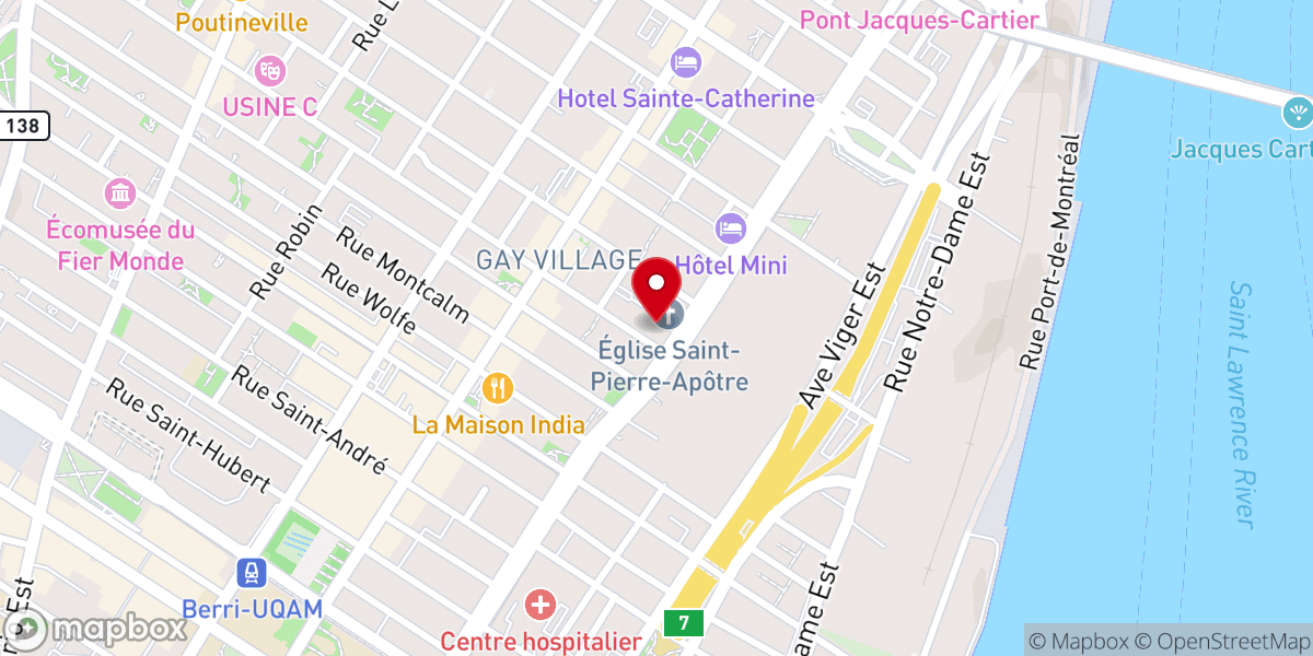 Map showing location of St. Peter the Apostle Catholic Church