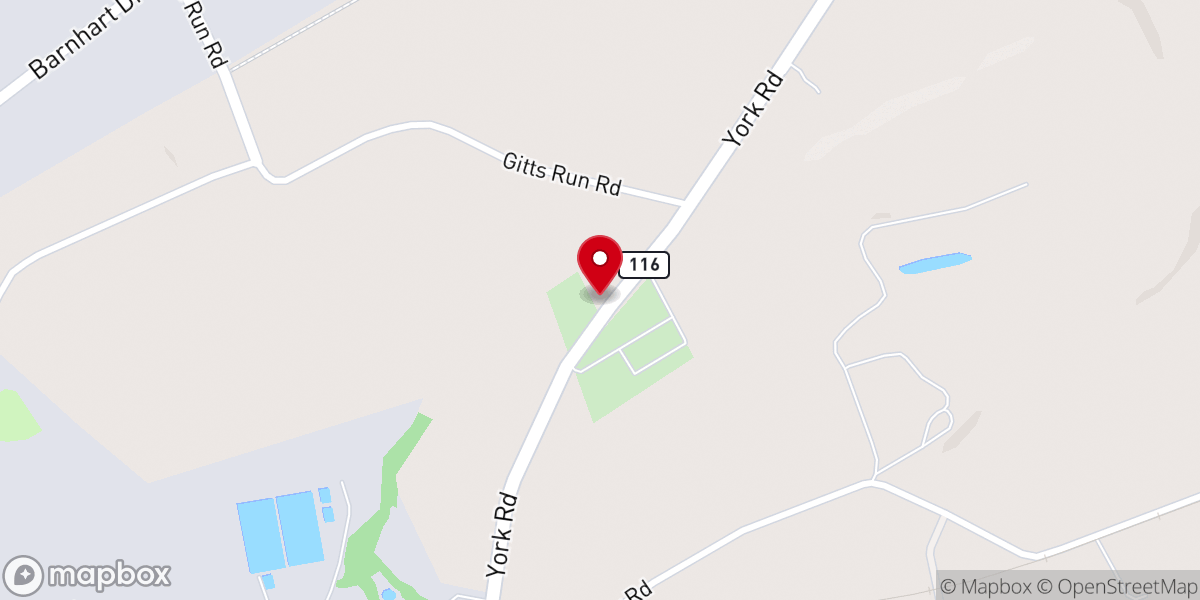 Map showing location of Bairs Mennonite Church