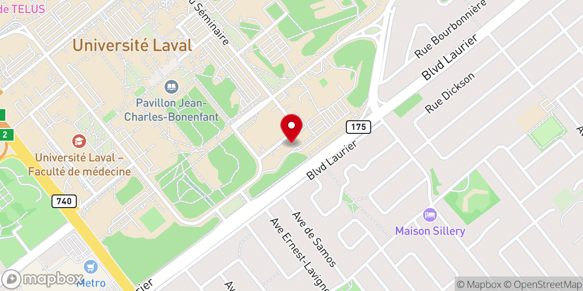 Map showing location of Chapelle Marie-Guyart Université Laval