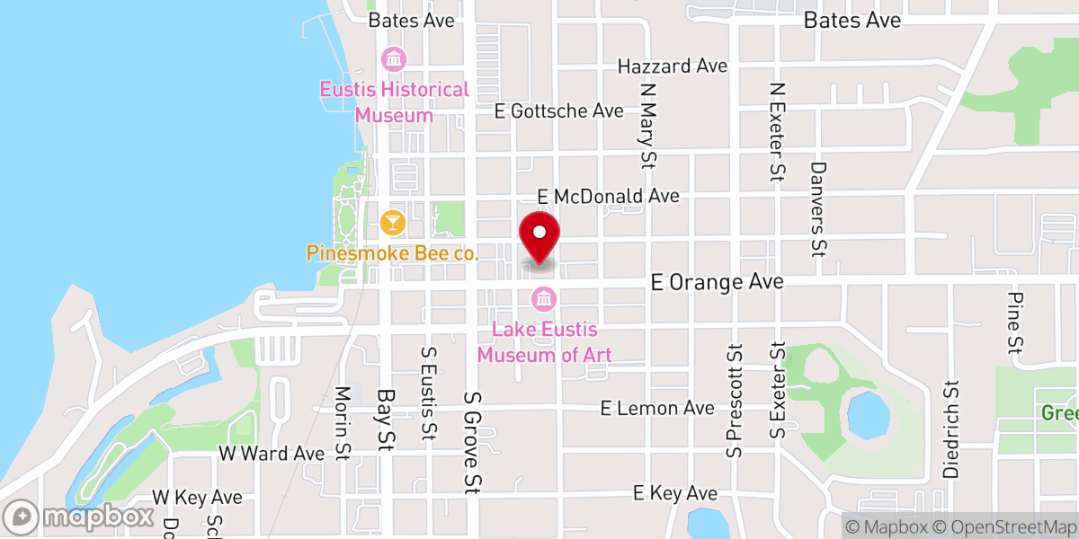 Map showing location of Lake Eustis Christian Church