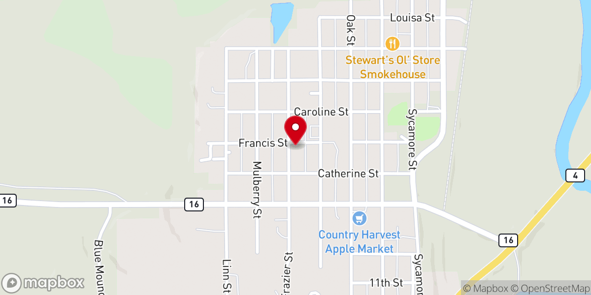 Map showing location of Saint Paul Lutheran Church