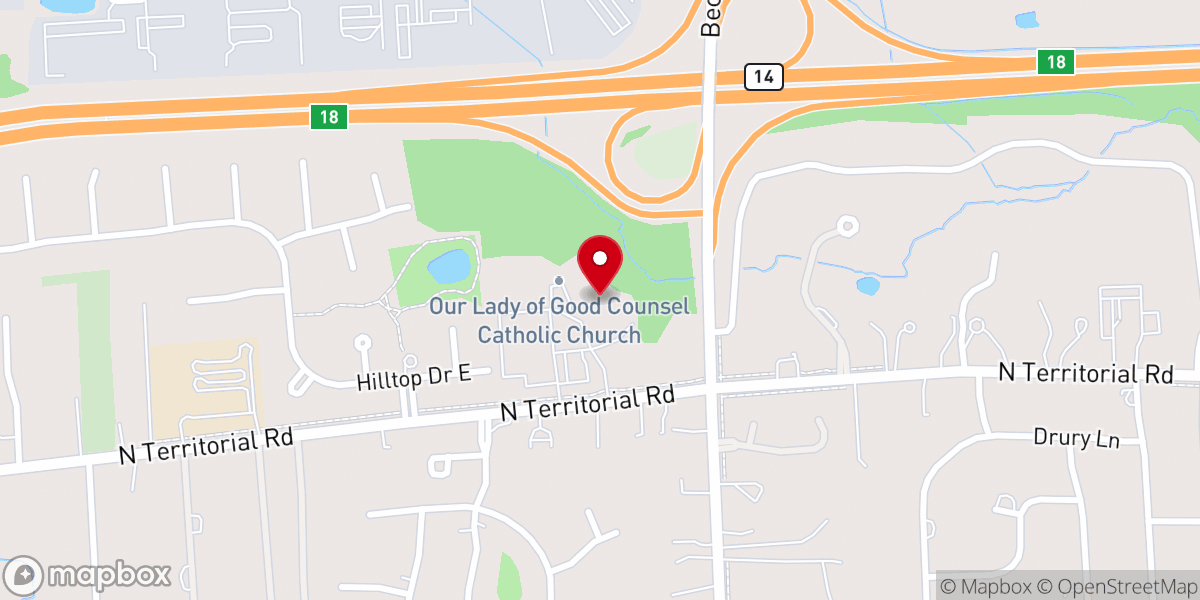 Map showing location of Our Lady of Good Counsel Catholic Church