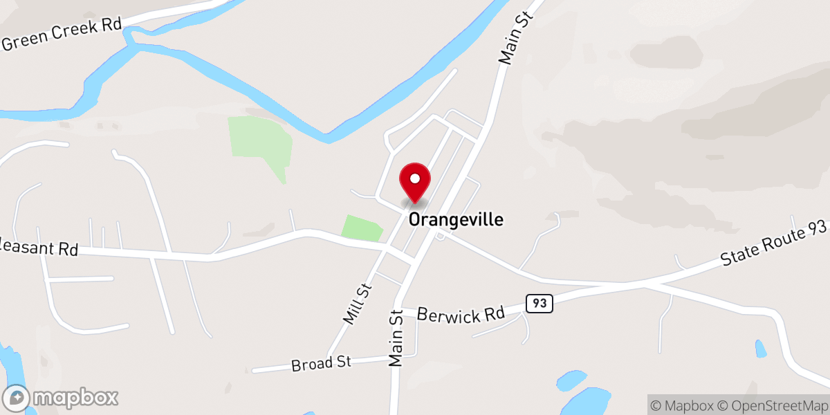 Map showing location of Orangeville United Methodist Church