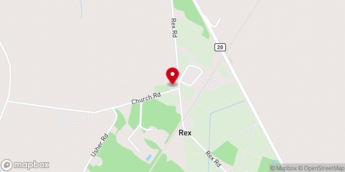 Map showing location of Rex Presbyterian Church