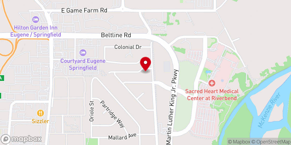 Map showing location of Korean Chruch in Eugene/Springfield