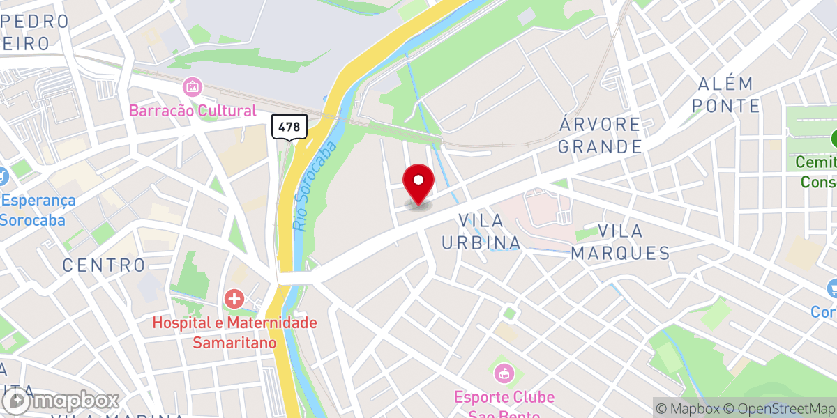Map showing location of Igreja Presbiteriana Filadélfia de Sorocaba (Templo 1, Histórico)