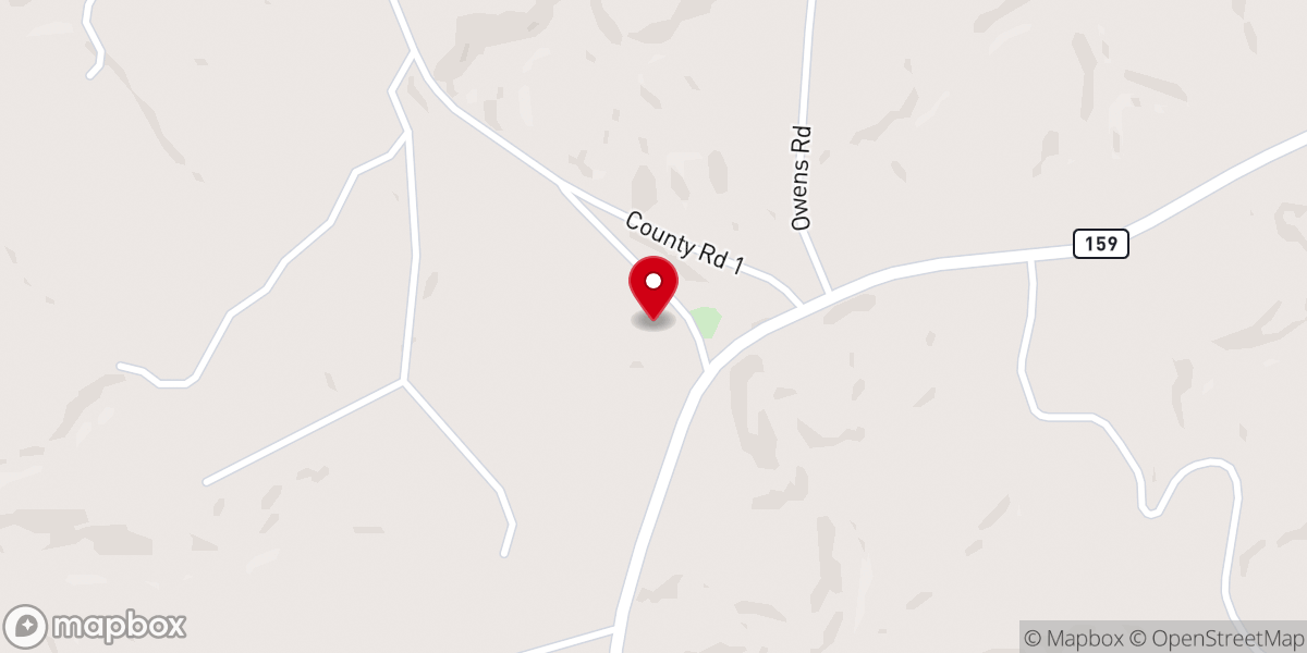 Map showing location of Oak Ridge Baptist Church