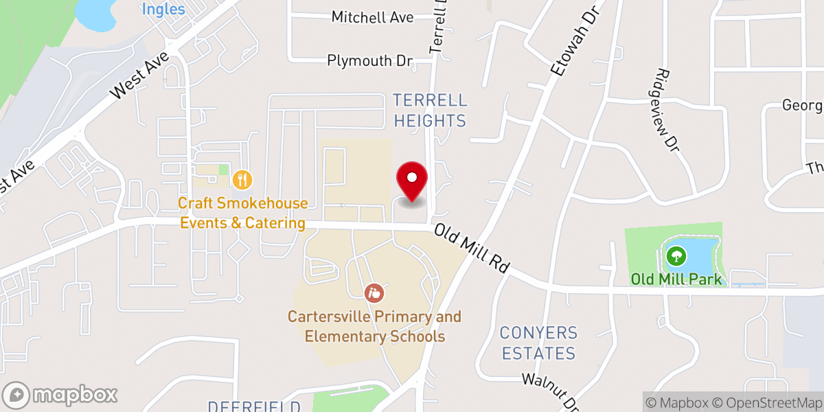 Map showing location of Cartersville SDA Church