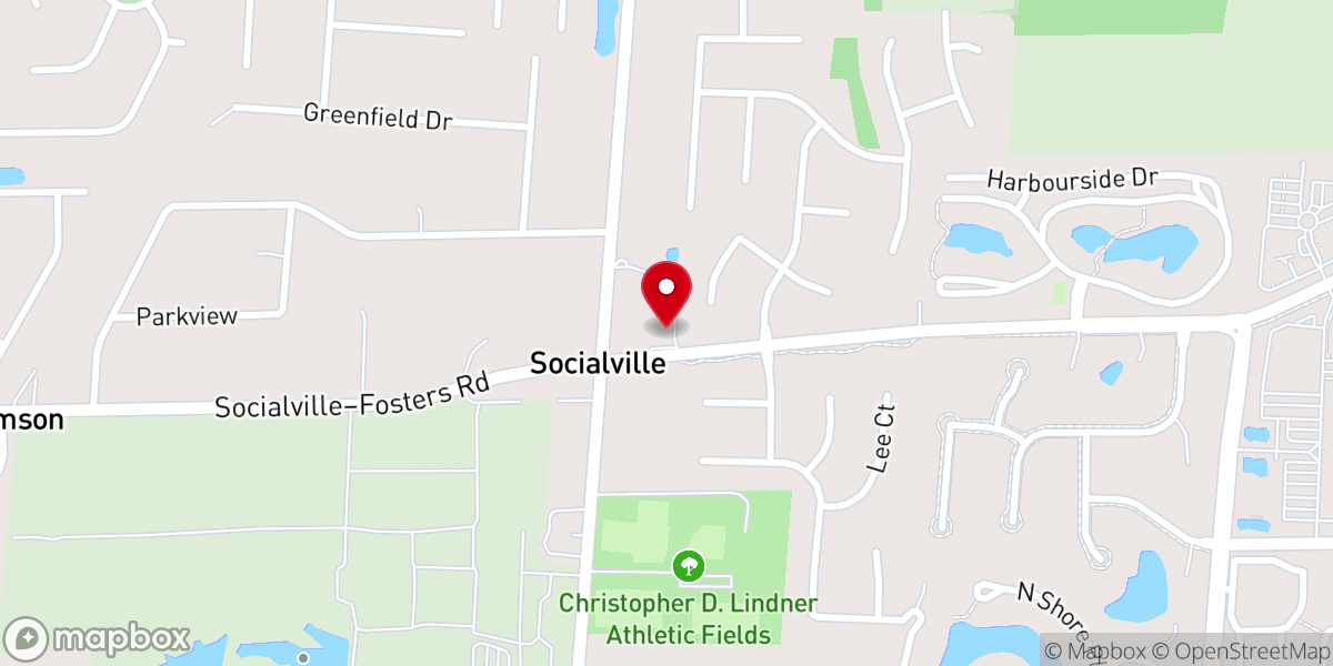 Map showing location of Socialville Baptist Church