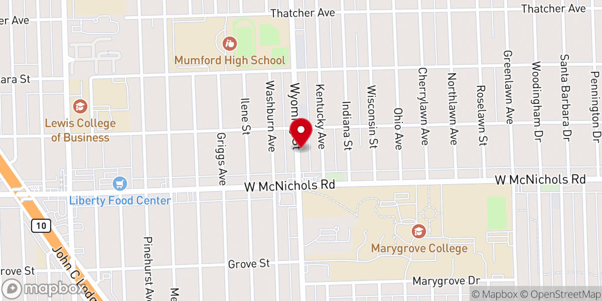 Map showing location of Greater Works Temple of the Apostolic Faith
