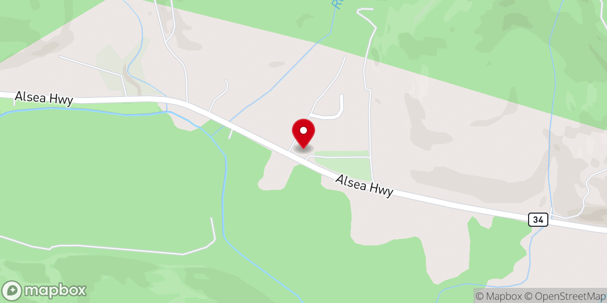Map showing location of Alsea Baptist Church