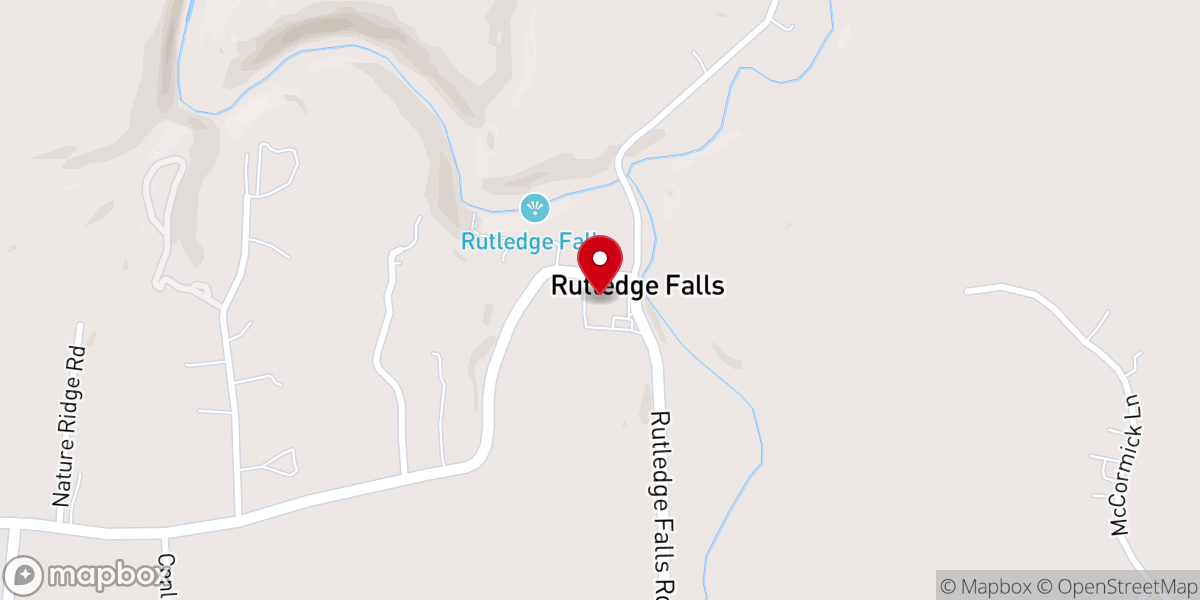 Map showing location of Rutledge Falls Baptist Church