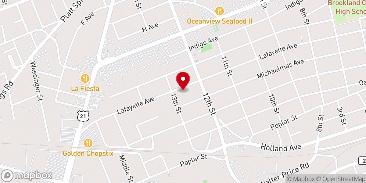 Map showing location of Congaree Presbyterian Church