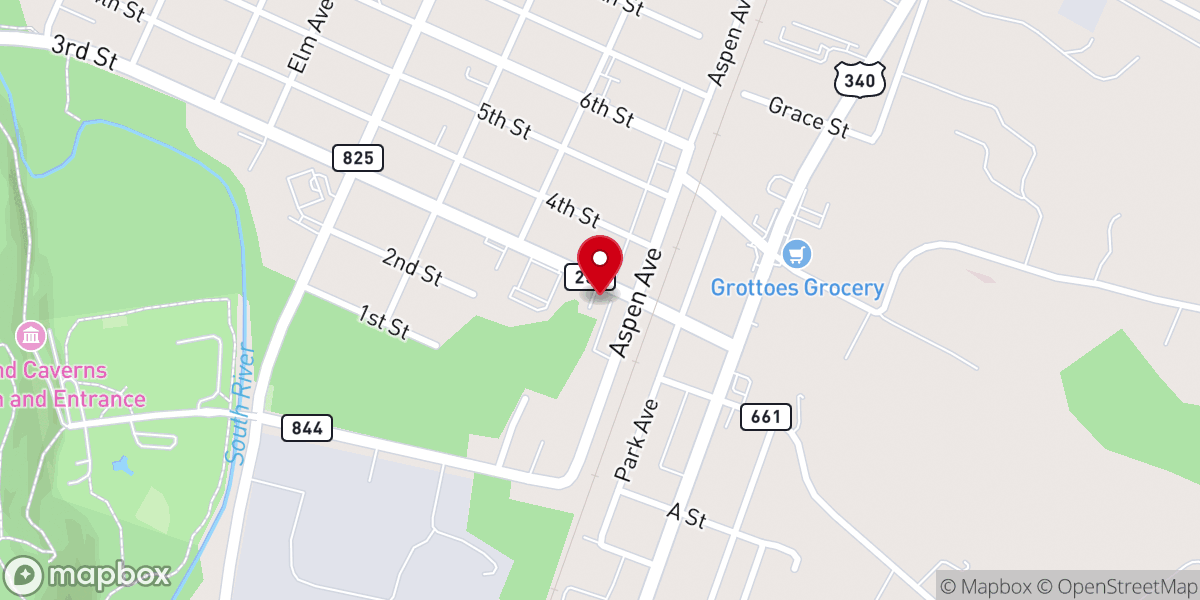 Map showing location of Grottoes Church of God