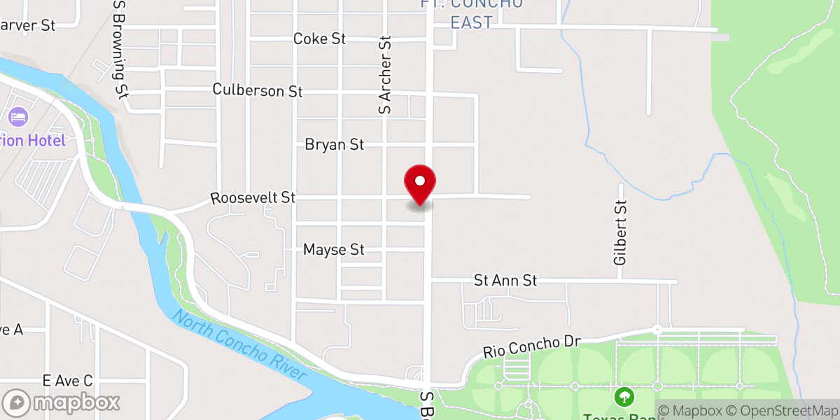 Map showing location of San Angelo Apostolic Church