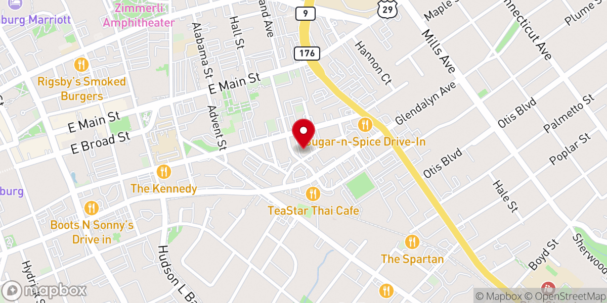 Map showing location of All Saints Church, Spartanburg