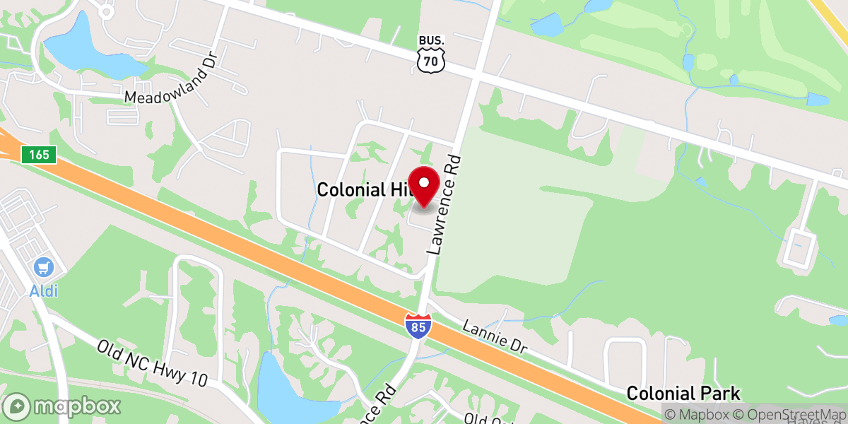 Map showing location of Lawrence Road Baptist Church
