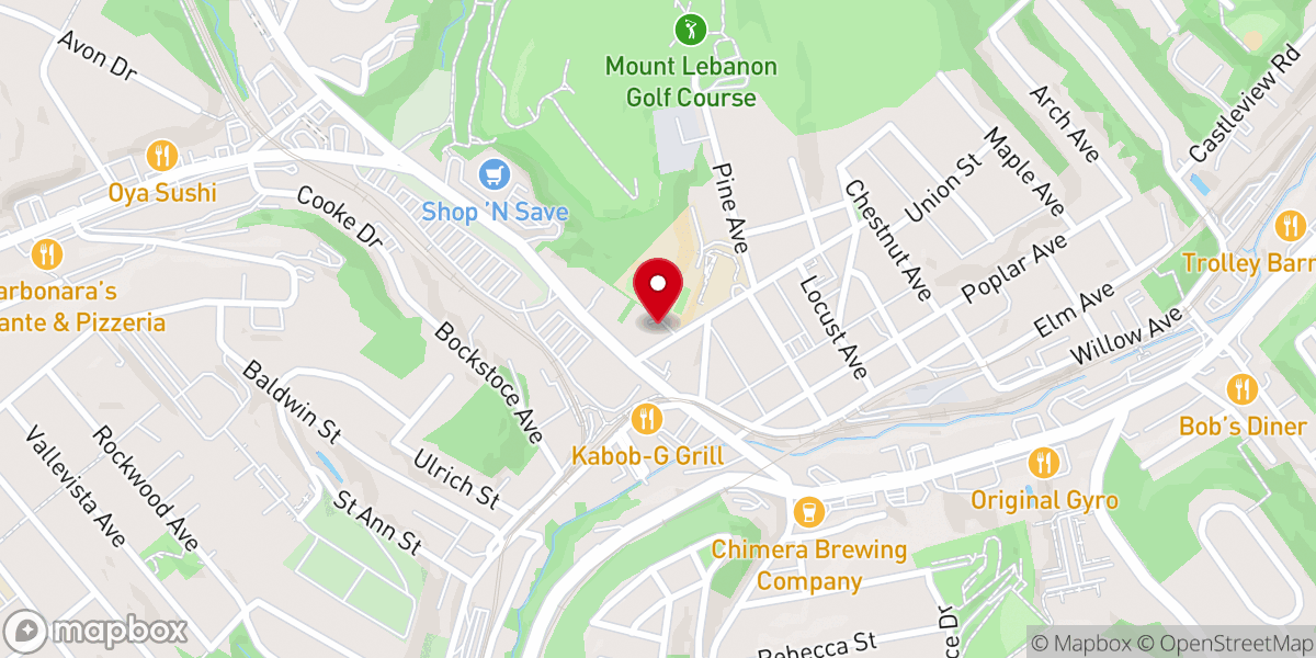 Map showing location of Castle Shannon United Methodist Church